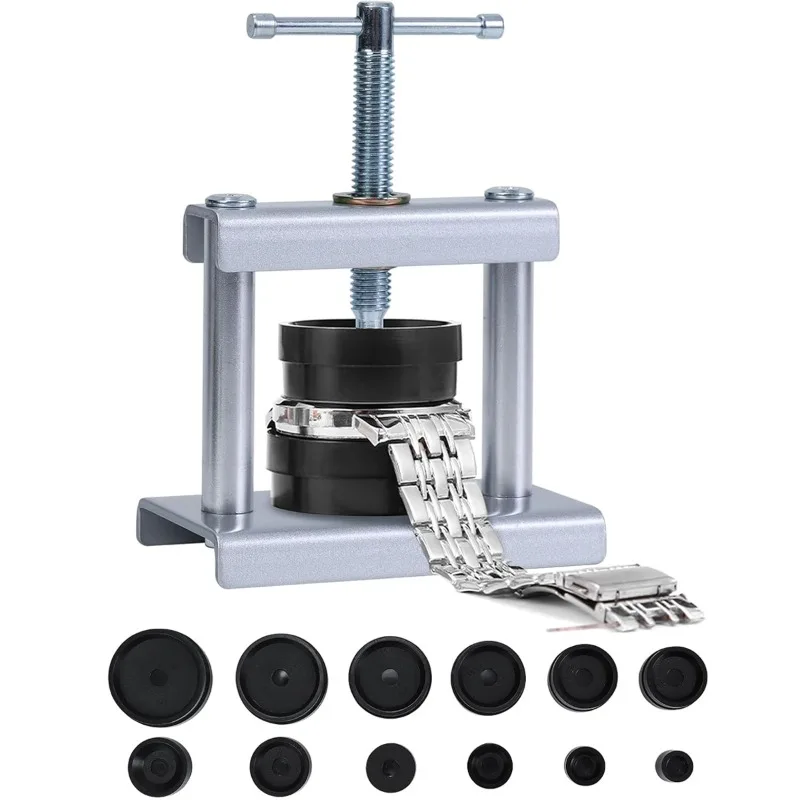 Professional Watch Case Press Tool Set Metal Watch Back Cover Closing Machine with Rubber Dies Watchmaker Repair Tools Kit