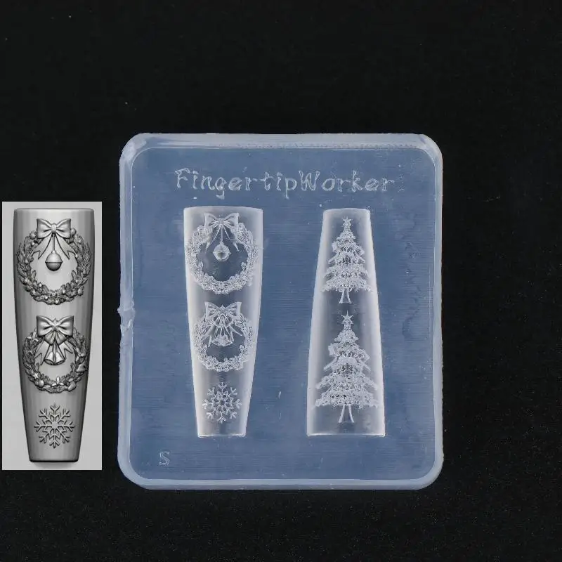 1 Stück Schmetterlingsknoten-Schneeflocken-Weihnachtskranz 3D-Maniküre-Silikonform Niedliche Weihnachts-Nagelkunstformen DIY Nagelkunst-Deko – Detail 2