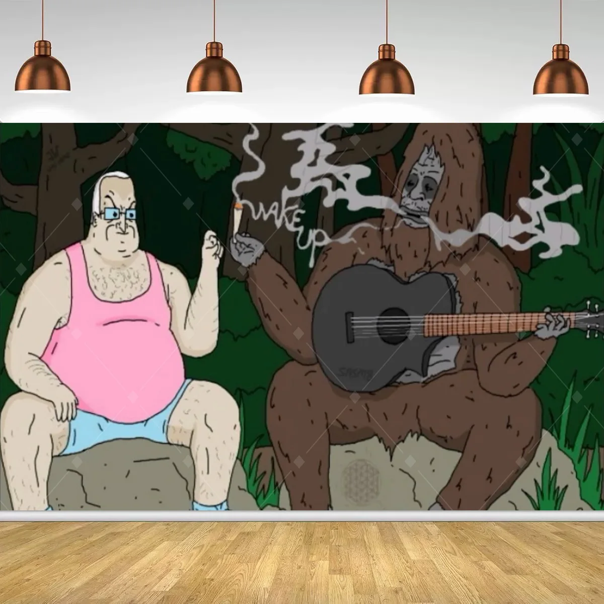 The Big Lez Show Sassy The Sasquatch Hintergrundposter, psychedelischer Cartoon-Wandkunstdruck, Heimdekoration für Zimmer, ästhetisches Banner – Detail 3