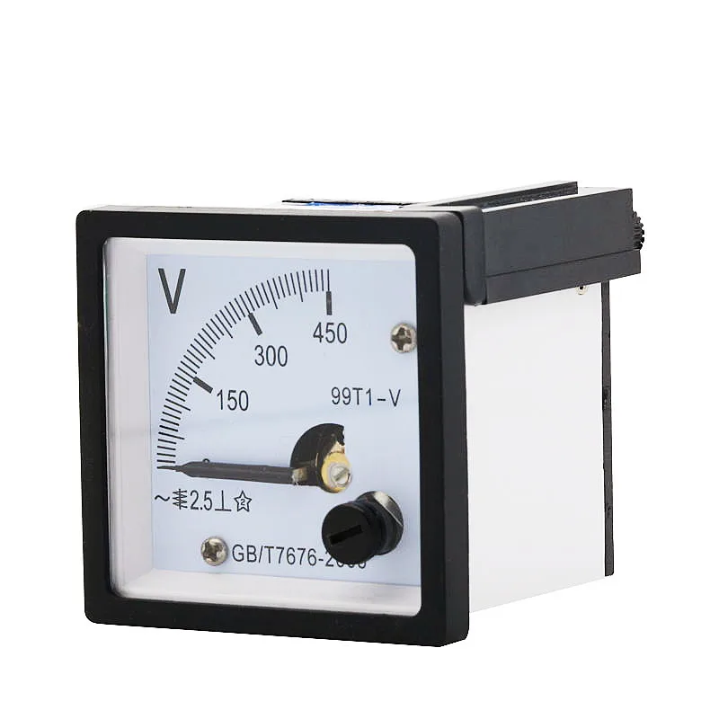 1pc 99T1-V Square 48*48mm 250V/300V/450V/500V/600V/750V/1000V Volt Pointer Meter AC Analog Voltmeter