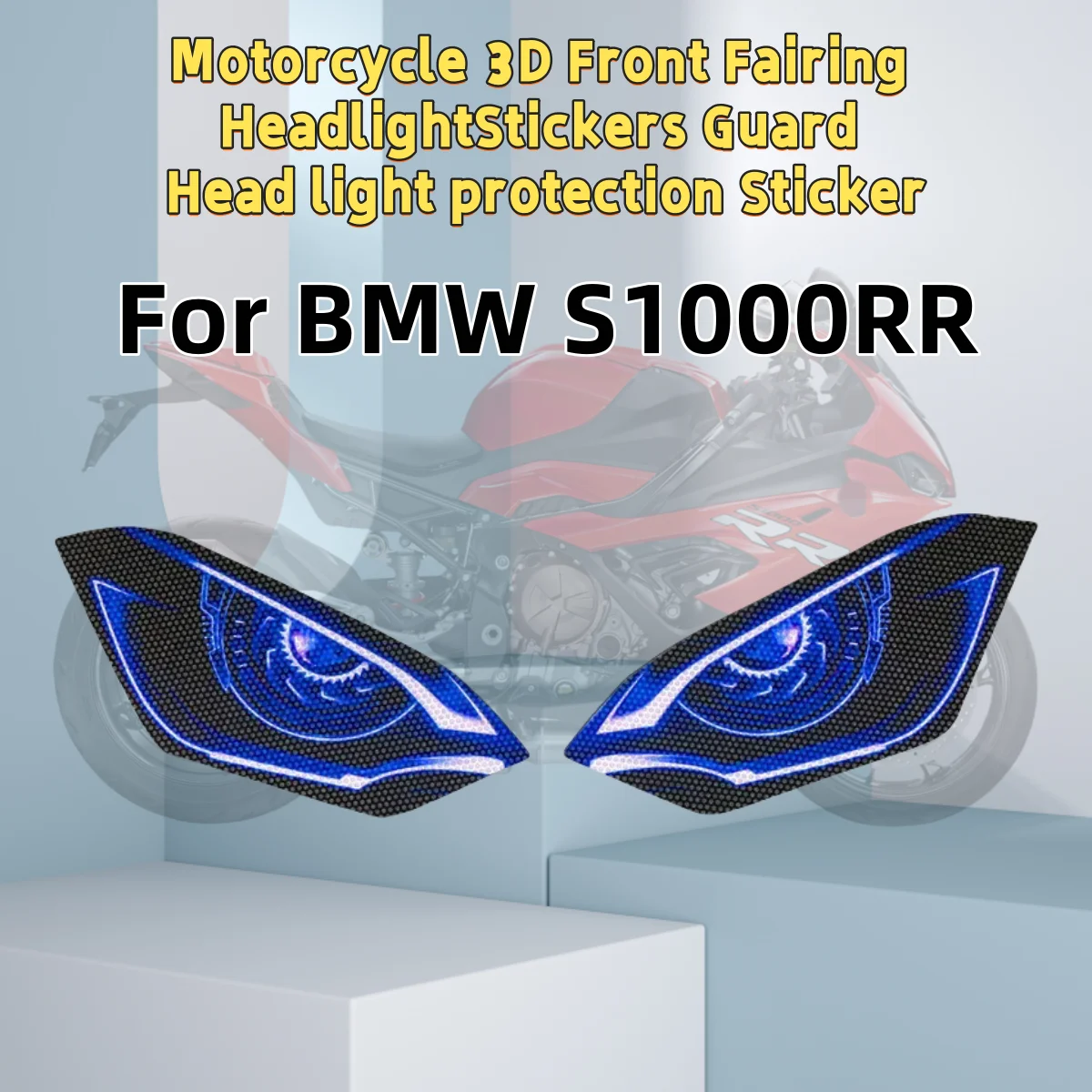 

HeadlightStickers For BMW S1000RR S1000 RR 2019-2023 3D Front Fairing Headlight Stickers Guard Head light protection Sticker