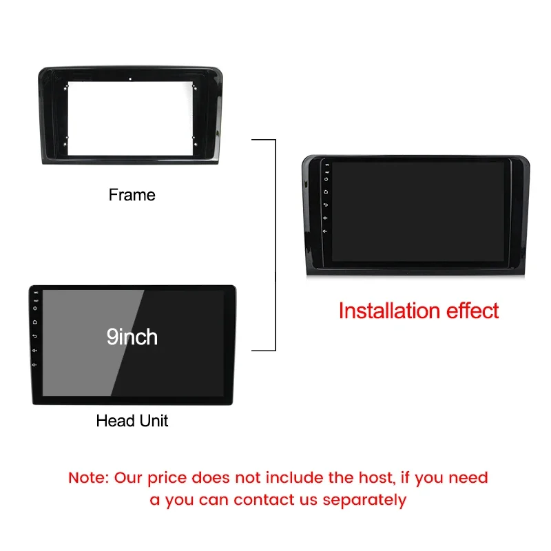 9'' Frame For Mercedes Benz CLASS ML W164 X164 ML350 ML300 GL500 ML320 ML280 GL350 Car Radio Fascia Cover Panel with Canbus Box
