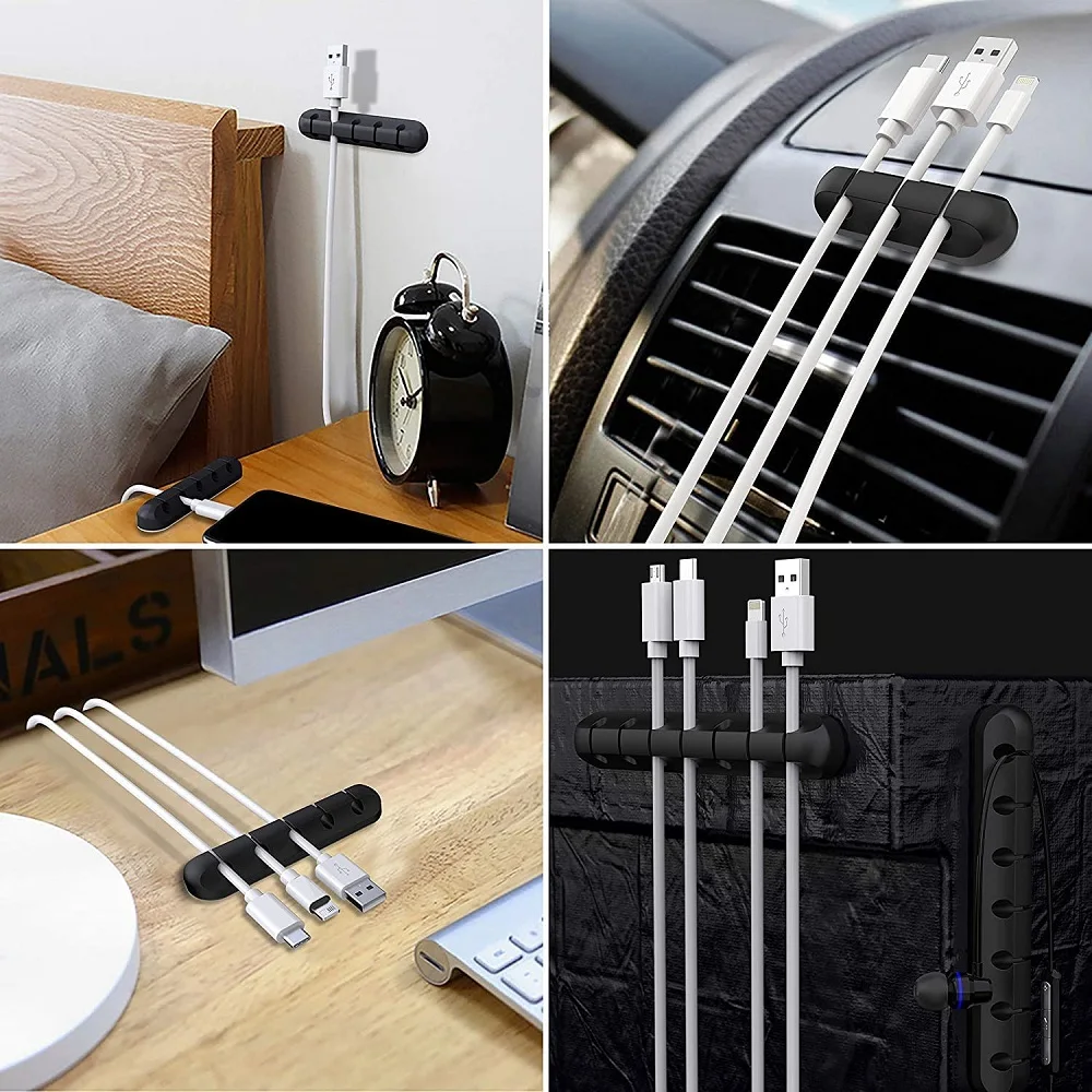 5 kabel z zaciskami zaciski do Organizer do kabli silikonowe samoprzylepne uchwyty do biurka kabel do ładowania USB do biura z klipsem do domu