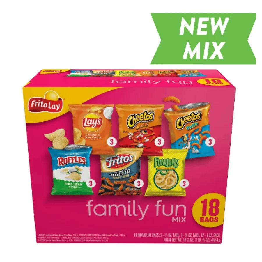 

FritoLay Family Fun Mix Variety Pack Чипсы для закусок, 18 шт., многоупаковка