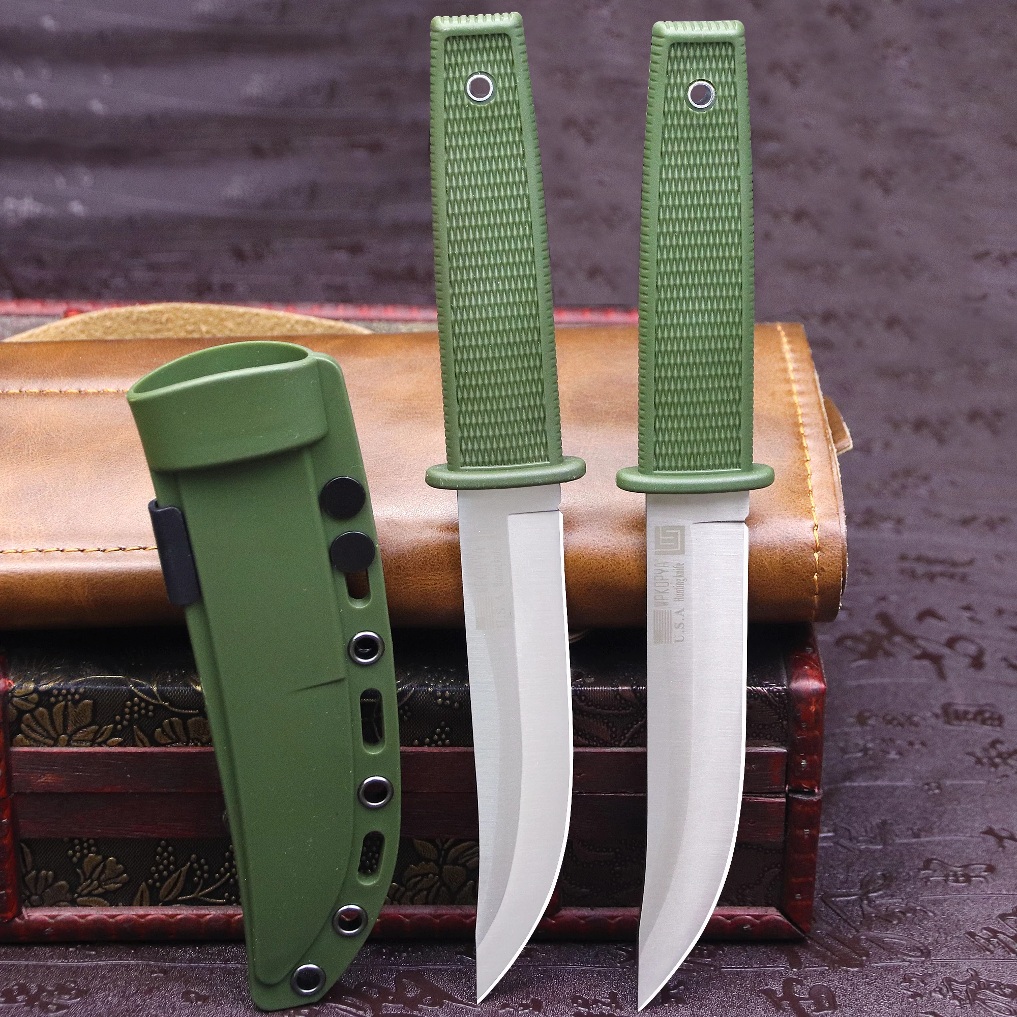 WPKOPYA USA 440C Steel High Hardness Outdoor Hunting Knife, Jungle Adventure Survival Knife, Hiking, Fishing EDC Tool Knife