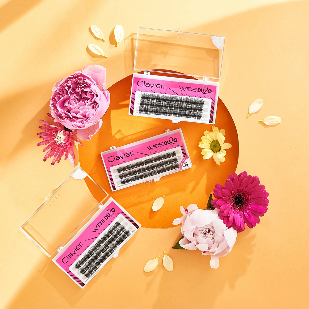 Clavier WIDE DU2O 3D-Wimpern, professionelle falsche Wimpernverlängerung für Make-up, doppelte Volumenwimpern, dicke, weiche, natürliche Wimpern – Detail 5