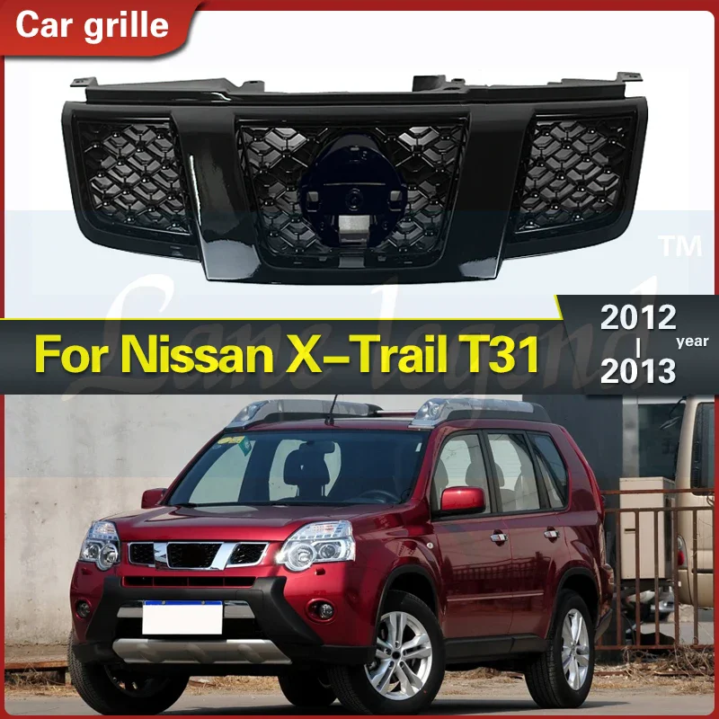 Fit for NISSAN X-trail Xtrail T31 2012-2013 Matt Black Front Bumper Mesh Grille Grill 1pcs Racing Grills