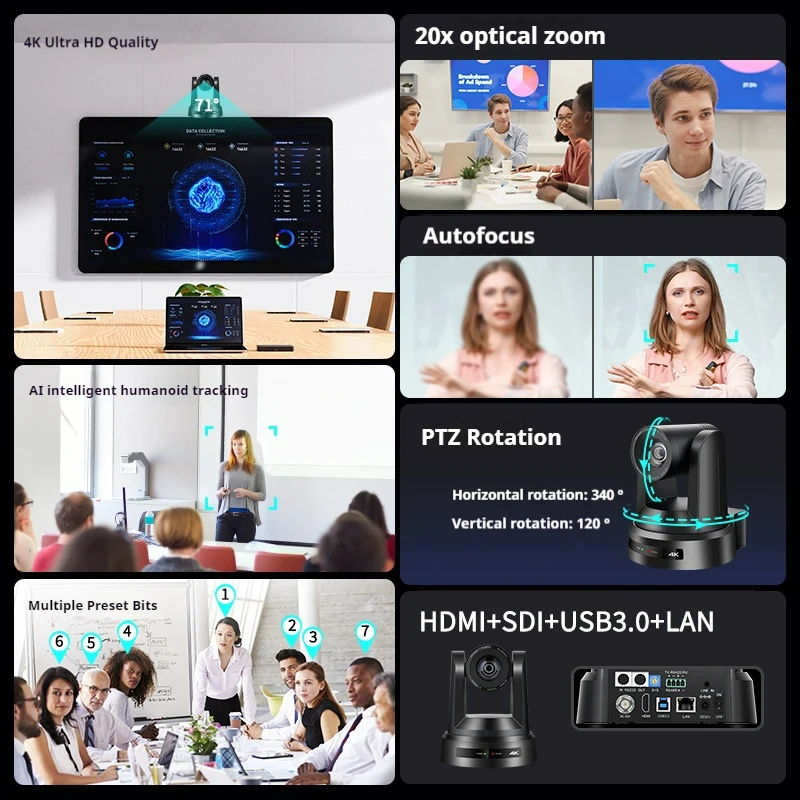 4K Ultra HD conference camera 1080P intelligent humanoid tracking camera eletric technical monitor home use convenient to instal
