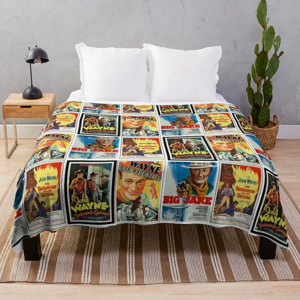 

John Wayne Classic Movies Collage Throw Blanket Winter beds sofa bed Loose Shaggy Blankets