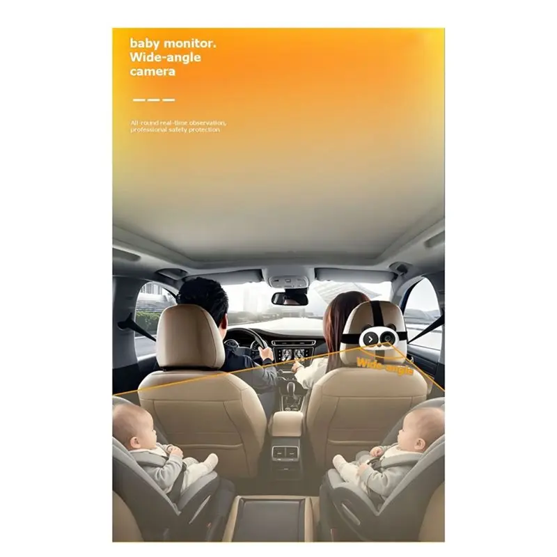 ABGG-Car Baby Monitor Wireless Carplay&Android Auto Night Vision 5Ghz Wifi Super Wide Angle Baby Monitor With Voice Assistant
