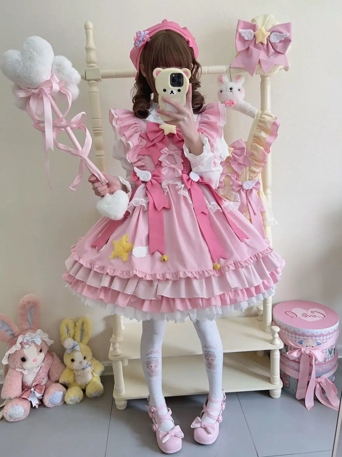 Japanese Lolita Style Sweet Girly Women Dress Summer Sweet Kawaii Cute Vintage Ruffle Bow Jsk Strap Camisole Princess Dresses