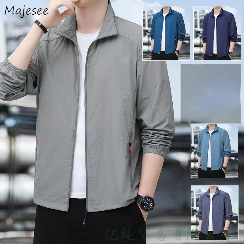 

Jackets for Men Sun-proof Coats Casual Loose Outwear Windbreak Simple Streetwear Vintage Handsome Trendy Pure Daily Chic Summer