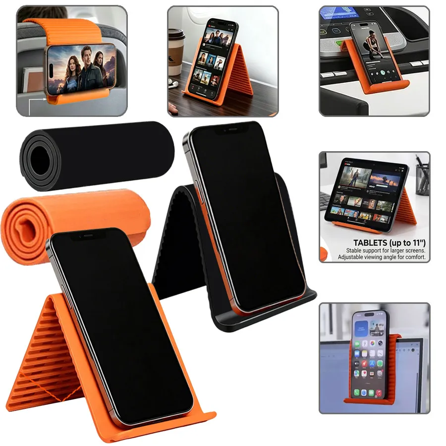 

Portable Foldable Silicone Phone Holder, Flexible Silicone Phone Holder ，Bendable Freely into Any Shape, Multi-Angle Adjustable