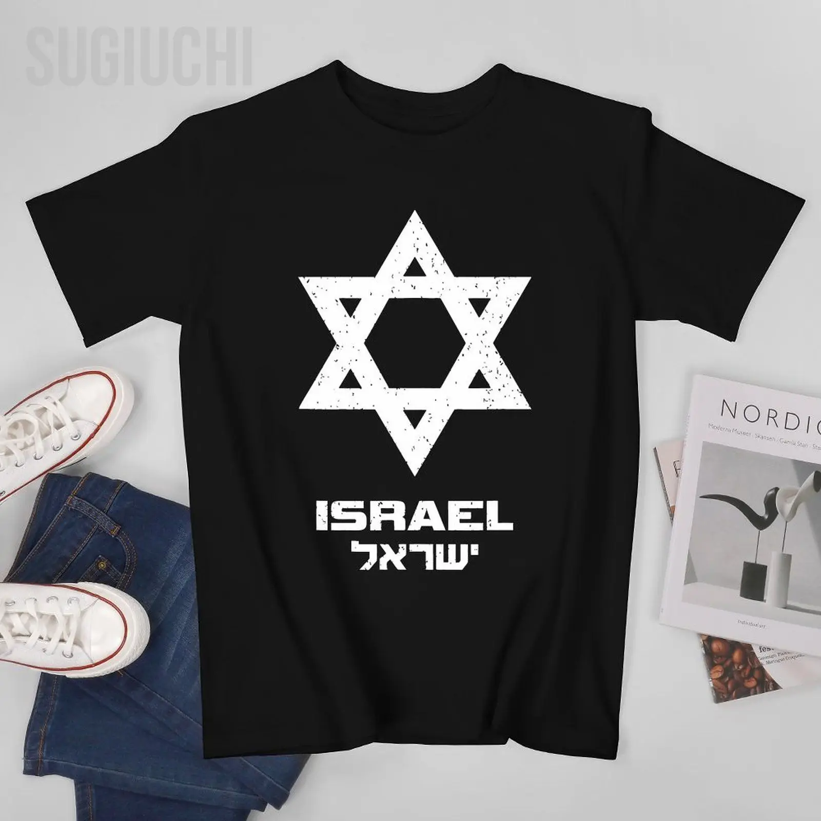 Unisex Men Vintage Israel Flag Israeli Tshirt Tees T Shirts Women Boys 100% Cotton T-Shirt