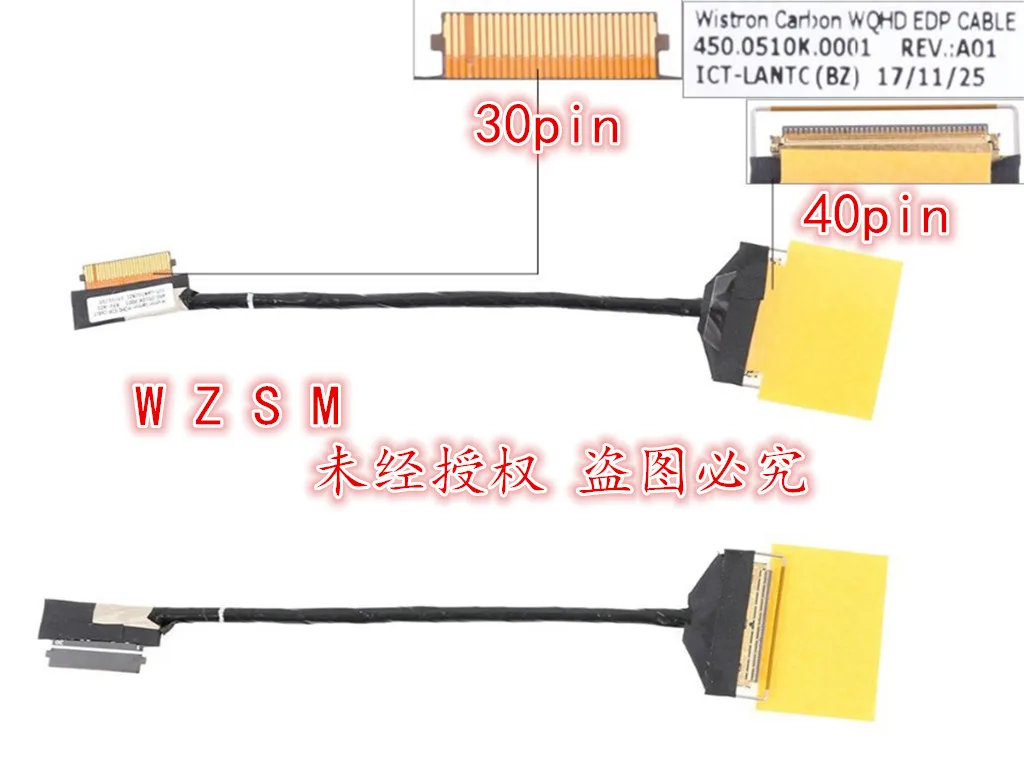 

1PCS-10PCS New LCD LED Video Flex Cable For lenovo Thinkpad YOGA 460 P40 YOGA 14 450.0510k.0001 40pin,ORG PN:450.0510K.0001