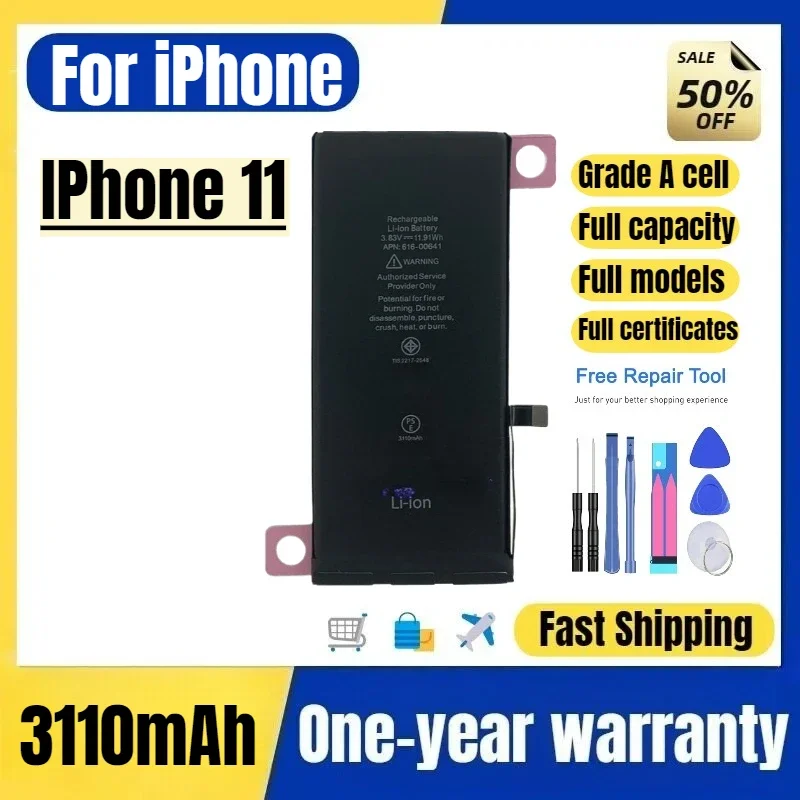 A2221/A2111/A2223 for IPhone 11 Mobile Phone Battery High Quality  Replacement Bateria Grade A Cell with Tools