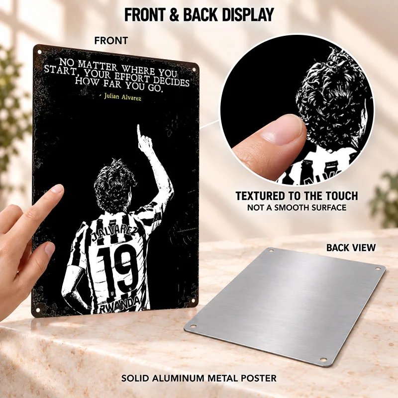 Julian Alvarez Argentine Football Player Textured Metal Posters Customized Aluminum Sign Wall Art For Sports Room Birthday Gift