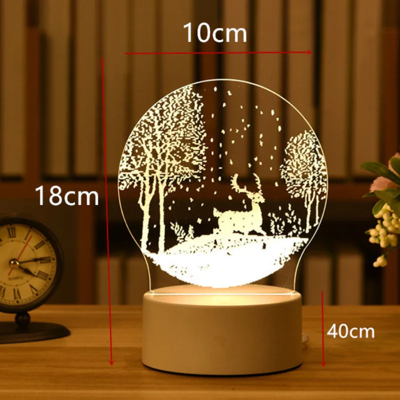 Acrílico USB LED Night Lights, Lâmpada 3D, Sinal De Néon, Natal, Decorações De Natal, Casa, Quarto, Decoração De Aniversário, Presentes De Casamento