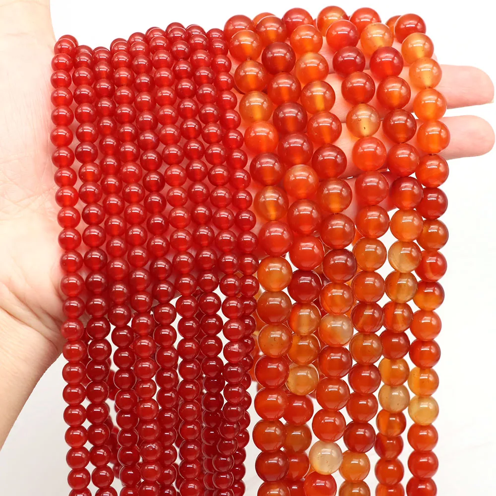 4 6 8 10mm Natural Red Carnelian Agate Beads Round Loose Stone Beads For Jewelry Making DIY Bracelets Necklace Findings