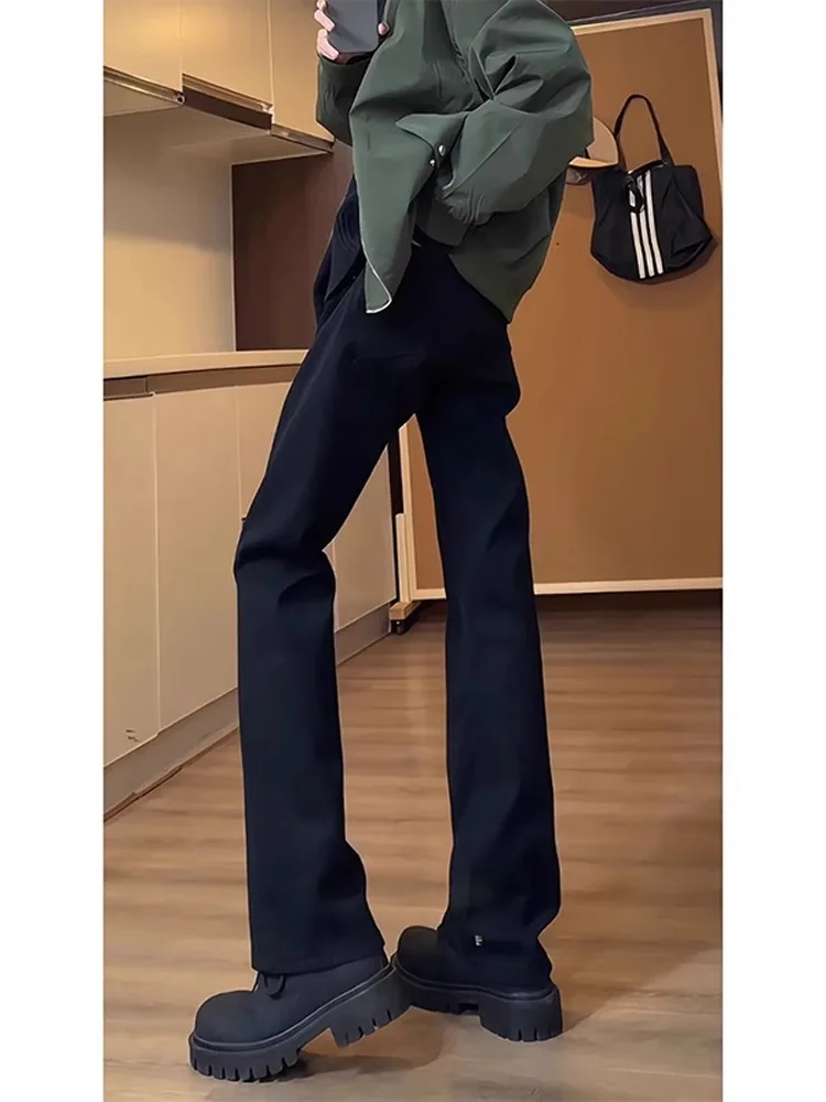 

American Retro Vibe High Waist Slim Fit Jeans for Taller Men Spring Autumn Long Straight Leg Cotton Polyester Blend Wear Resi...