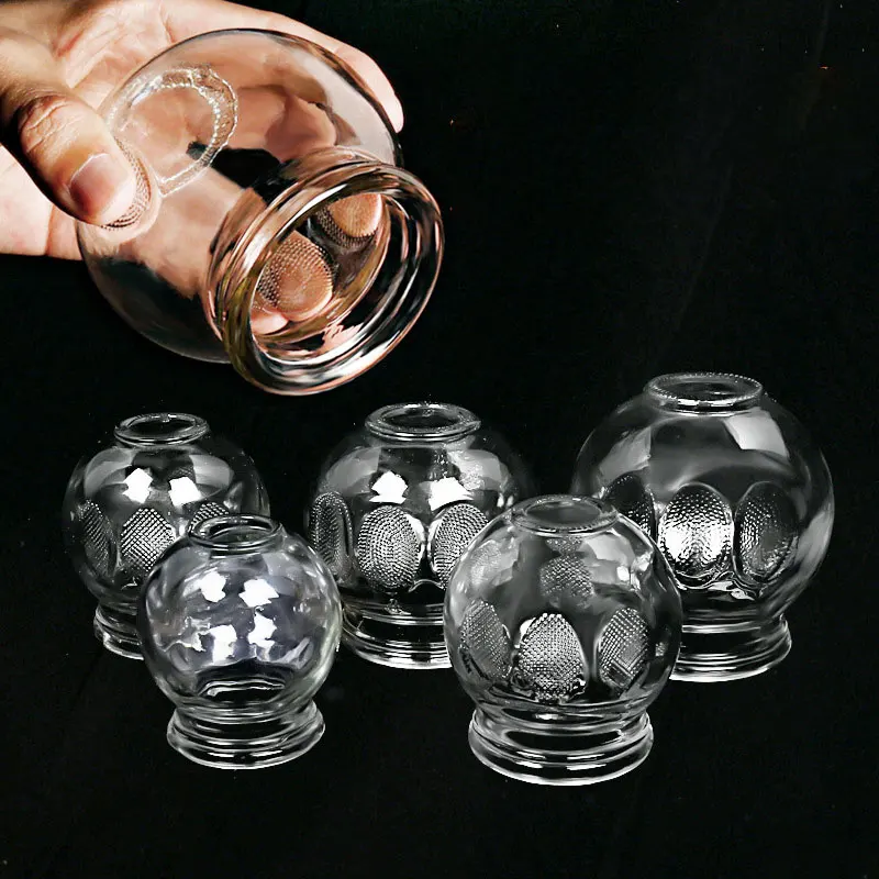 12Pcs/ 6Pcs Thick‑Walled Glass Fire Cupping Jars Anti‑Slip Traditional Chinese Cupping Therapy Cups for Back Body Muscle Relief