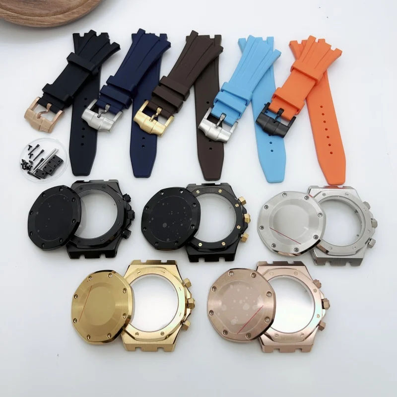 

GMOGAR 41MM Silver Gold Black Modified Case Dial Pointer Kit for 3.5mm Rubber Tape Oak VK63 Japan Quartz Movement Parts No Logo