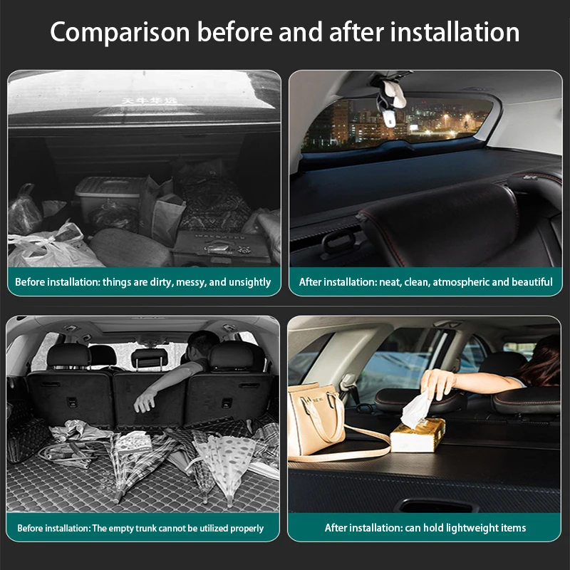 For Tesla Model Y 2018-2023 Car Trunk Cargo Cover Curtain Rear Boot Tray Security Shield Organizer Shade Partition Privacy Mats