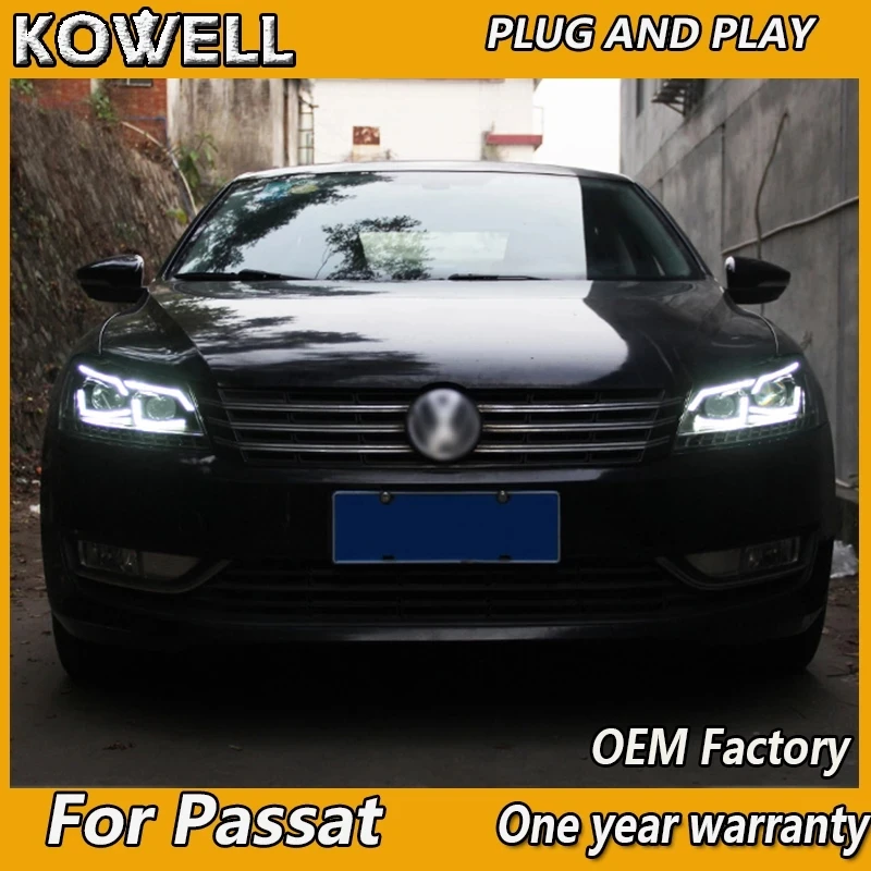 KOWELL Car Styling for VW Passat Headlights US Verson 2012-2016 Passat B7 Head Lights DRL Turn Signal Low High Beam Projector Le