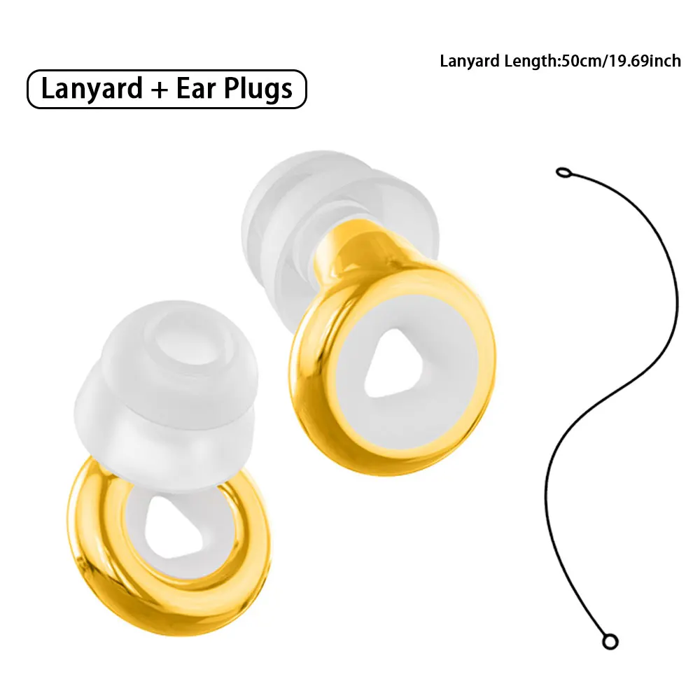 Double-Layer Silicone Ear Plugs with Lanyard Noise Reduction Earplug for Study Work Sleep Swim Motorcycle Music Events