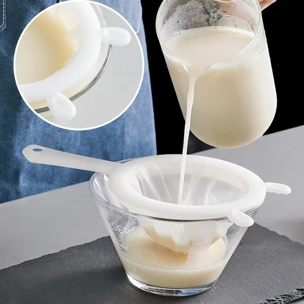 24cm Mesh Filter With Hanging Hole High Density Insulated Handle Binaural Design Filter Residue Soy Milk Colander For Kitchen