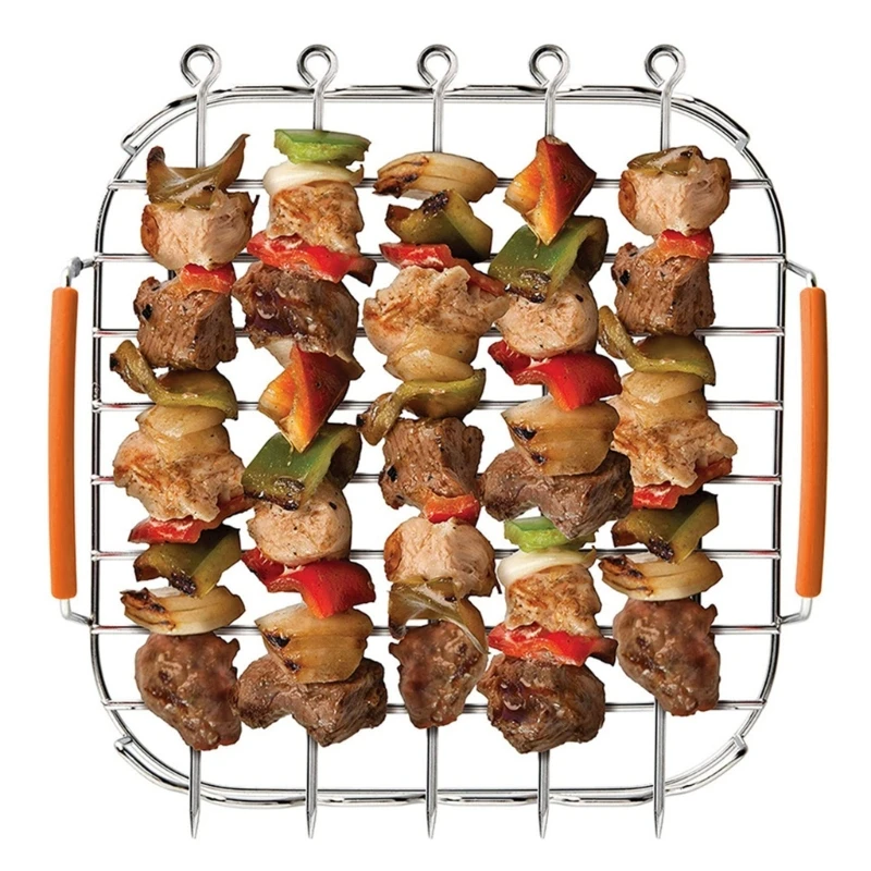 Air Fryer Grill Holder for Oven Stainless Steel Non-stick Mesh Roasting Crisping Basket Suitable for Fries Bacon Chicken