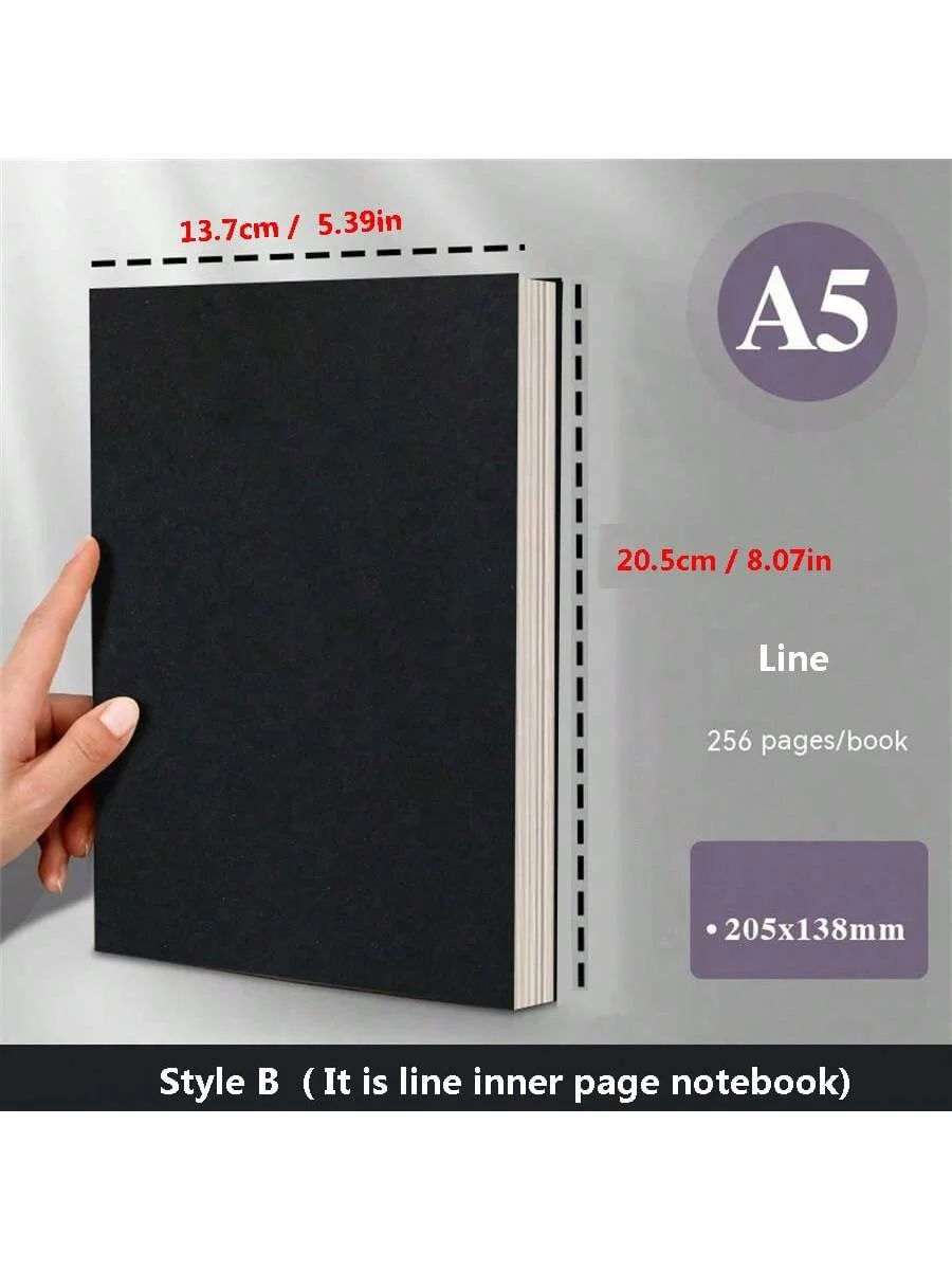 Ultra grosso e simples A5 em branco linha grade notebook, estudante prático rascunho Pad, Diário Notepad,256 páginas, 1pc