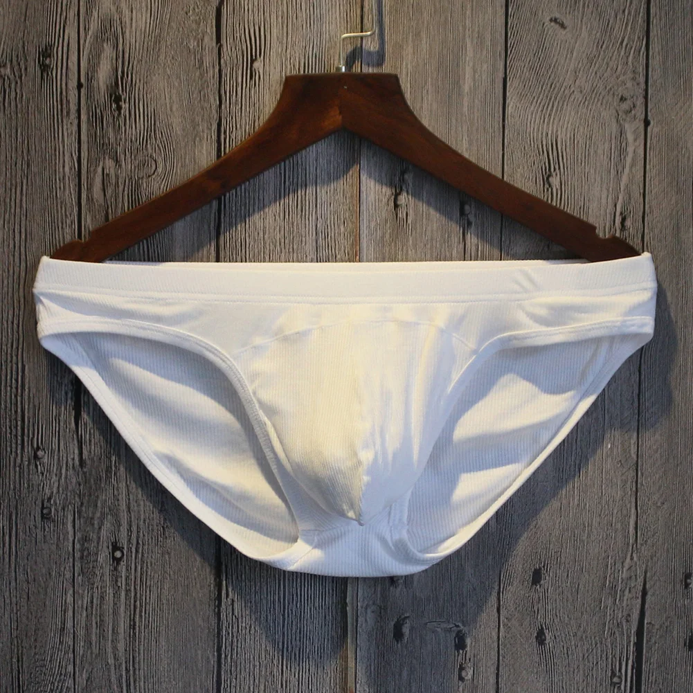 1 قطعة الرجال الصلبة مخطط الملمس ملخصات الملابس الداخلية تنفس U محدب الحقيبة السروال بلون مثير ملخصات M-2XL حجم كبير #1