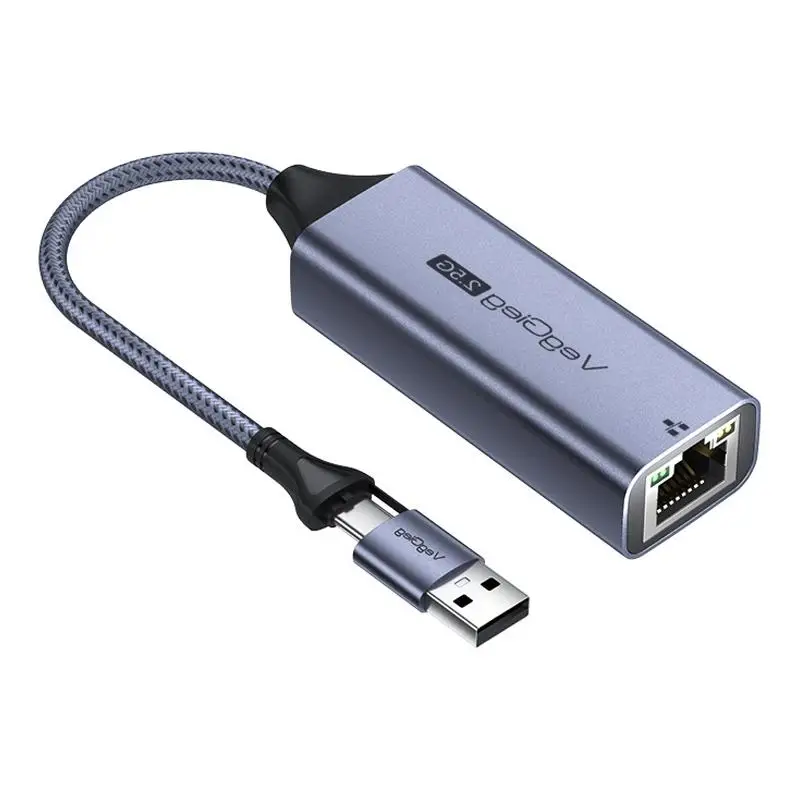 

31BA Fast Speed 2.5Gbps Networking Adapter With USB A USB C Connectors RJ45 Port For Stable Internet Connection