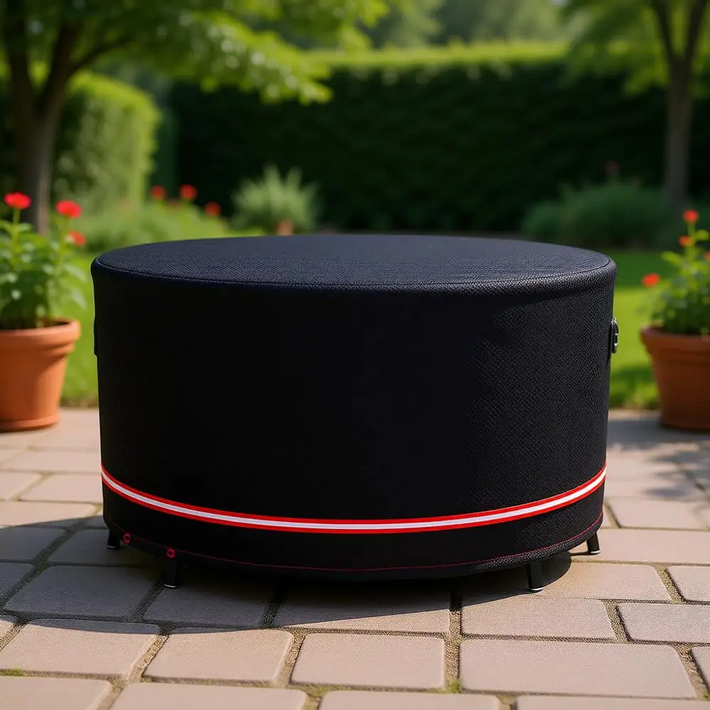 

Durable Round Outdoor Dining Table and Chairs Cover, Anti-Slip, Black, 98 Diameter x 37 Height