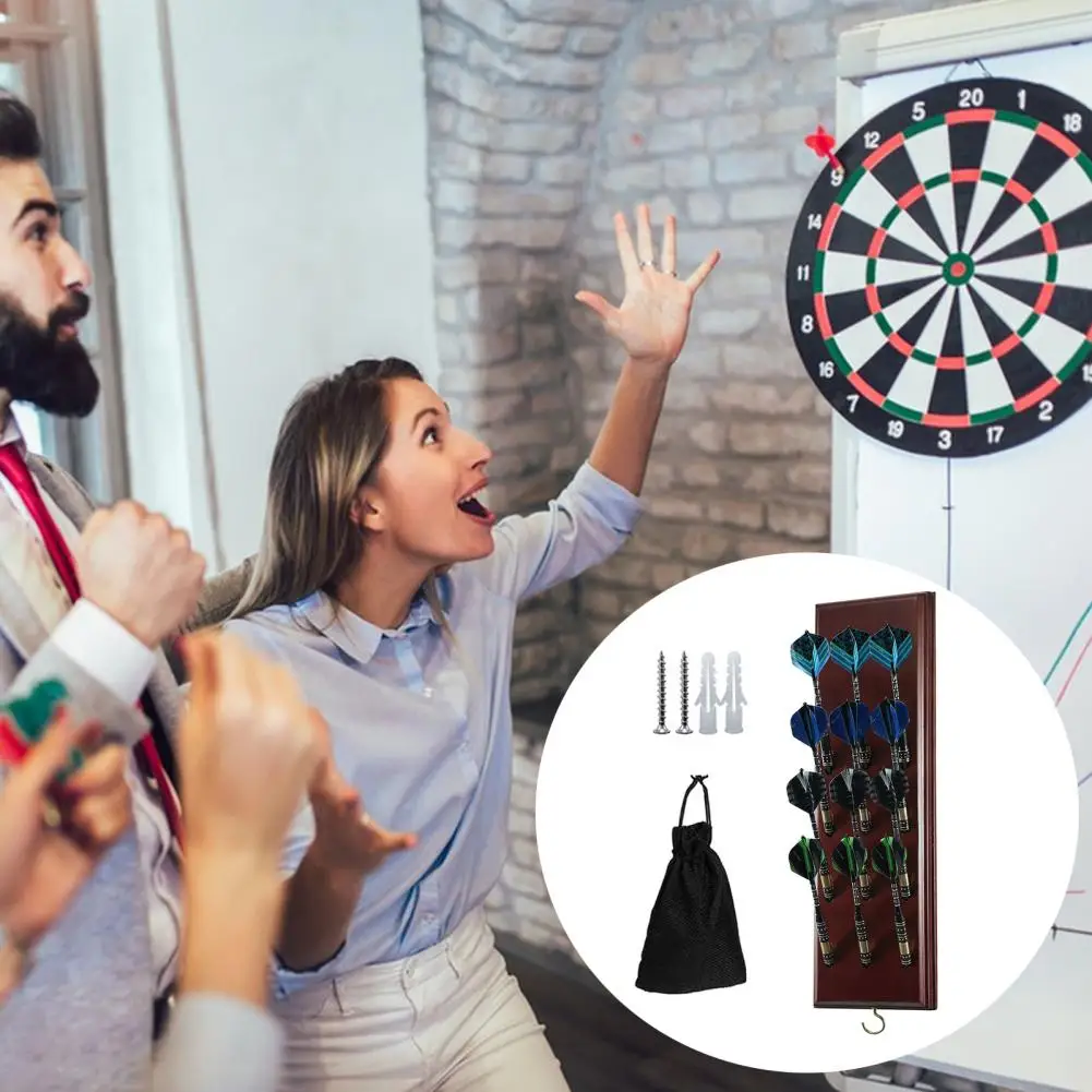 

Настенный держатель для дартса Деревянный держатель для дартса с металлическим крючком Сумка для хранения аксессуаров для настенного дисплея из 12 штук