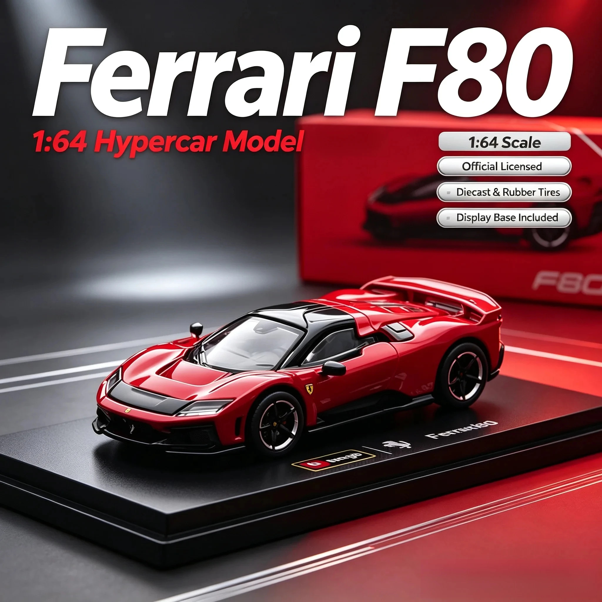 Bburago 1/64 Ferrari F80 Premium Gift Box Edition Diecast Car Model Alloy Simulation Collection Toy Gift For Boys#peetyeee