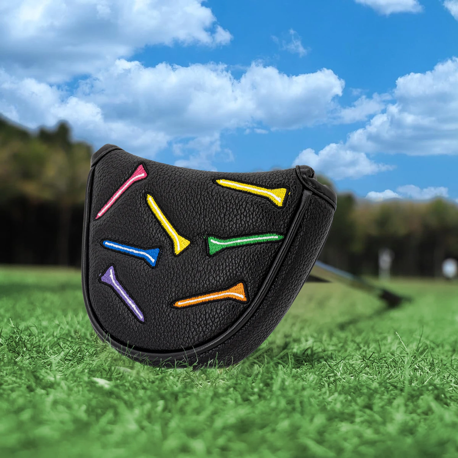 1 Golf Putting Head Cover, Embroidered Durable Golf Club Protection Cover, Available in Black and White Colors to Provide image 2