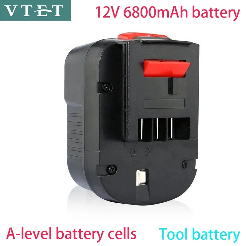 New 12V 6800mah Rechargeable Tool Battery for Black & Decker A12 A12ex Fsb12 Fs120b A1712 Hp12k HP12 Lithium Ion Replacement Dri