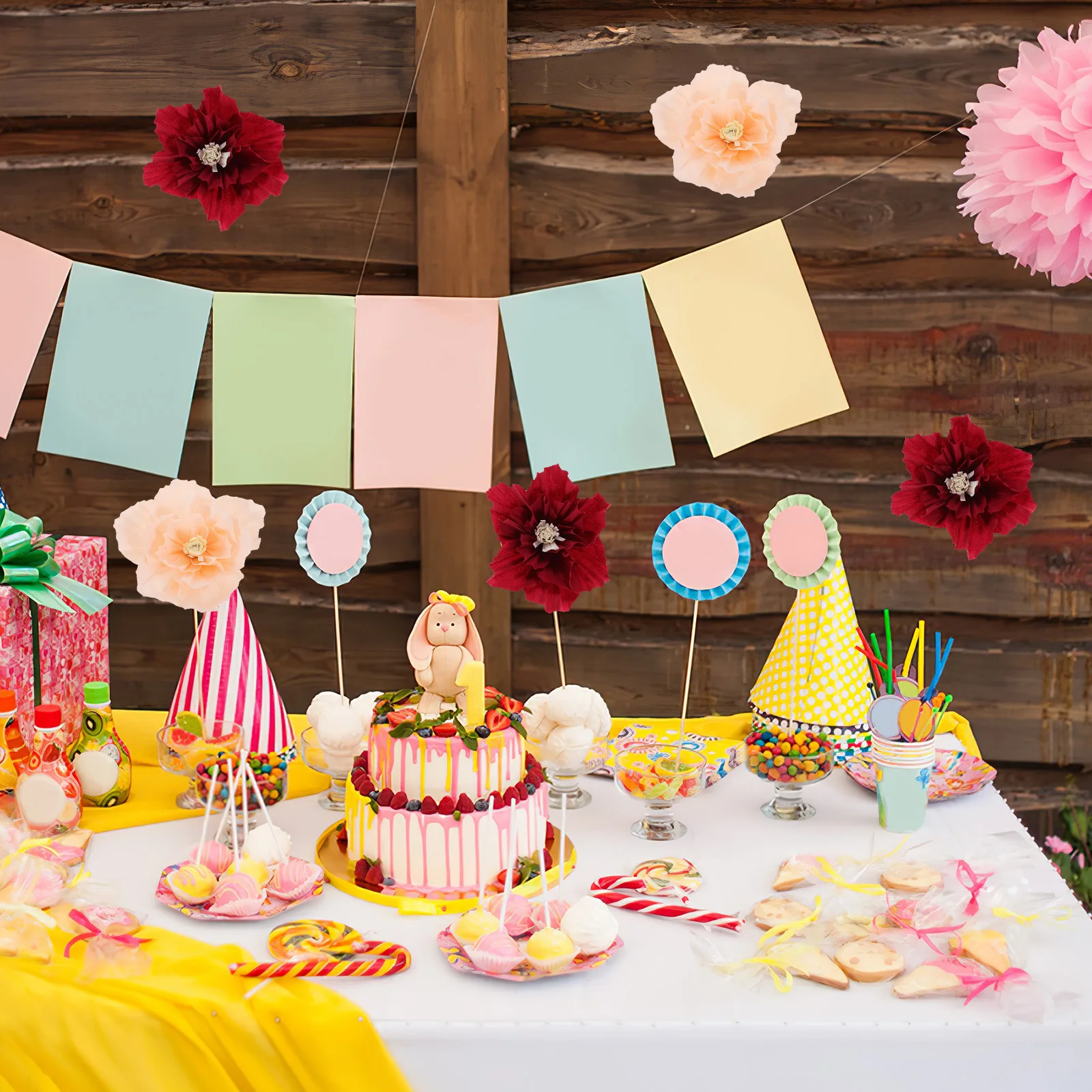 

10pcs Paper Flower Decor 3D Artificial Flowers For Party Wedding Birthday Home Decoration Wall Hanging Diy Craft