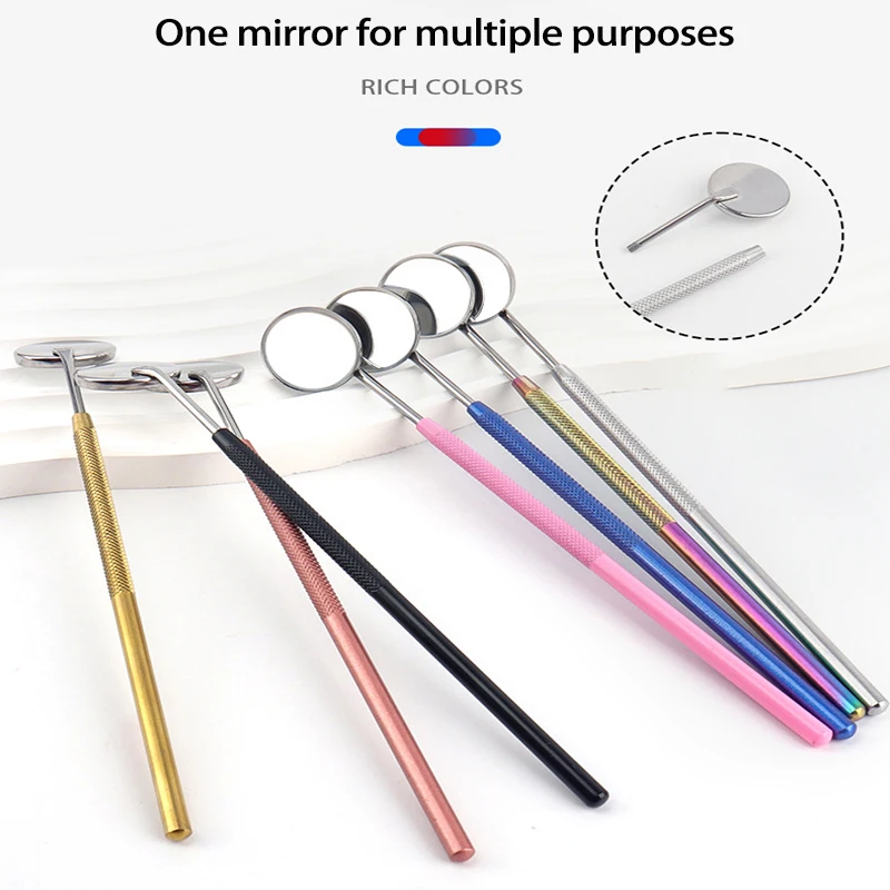 

1/5 Pcs Dental Laboratory Detachable Stainless Steel Oral Mirror Reflective Mirror Dental Mirror Eyelash Beautifying Mirror