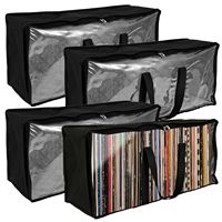 4 Pcs Large DVD CD Storage Bag Clear PVC Media Storage Holder with Zipper Handle for Album Book Toy Clothes Organizer