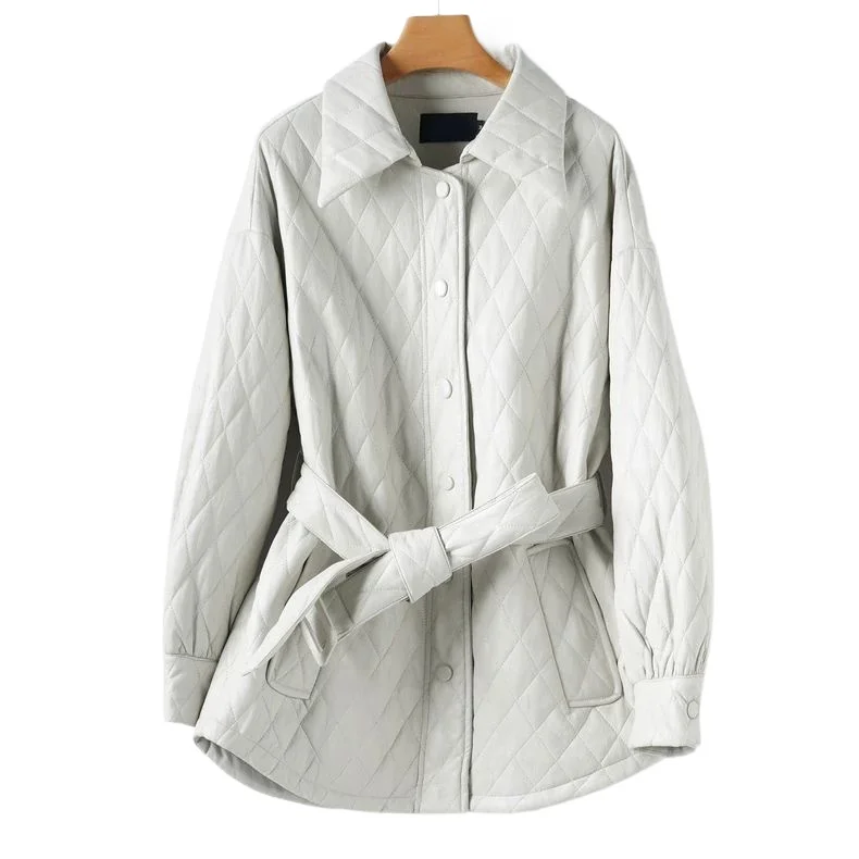 2026 European Spring and Autumn New Women's Leather Jacket Loose Commuter Windproof Jacket