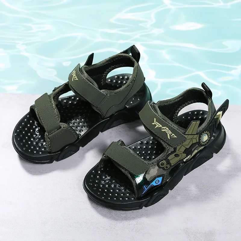 

Children's Shoes Boys Sandals 2024 New Summer Camouflage Children's Shoes Anti-Slip Little Boys Fashion Beach Shoes