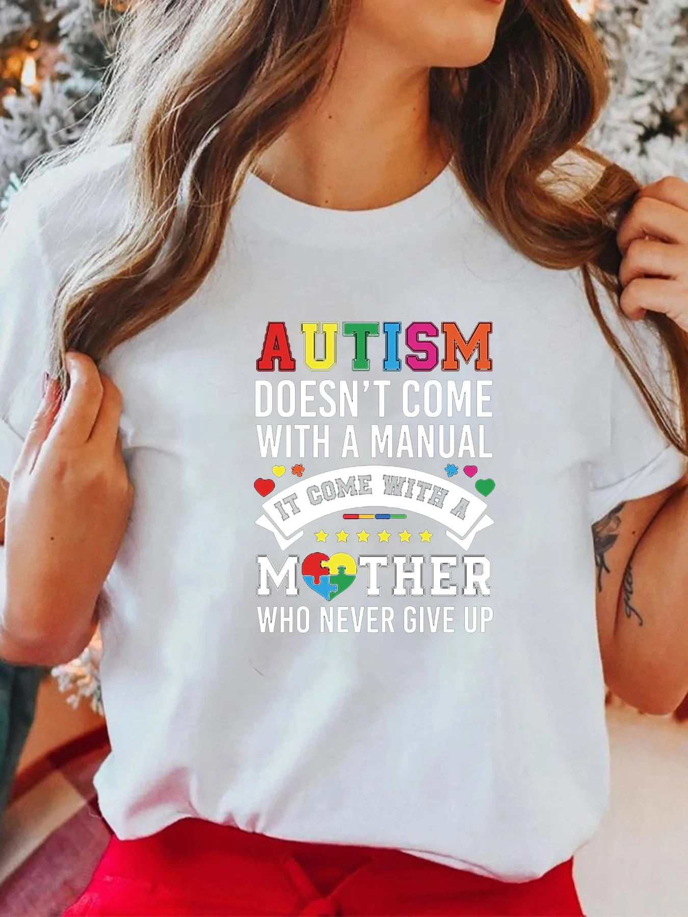 Autism Mom T-Shirt Women Street Trend Harajuku Summer New T shirt Femminile Tee Casual O-Neck Short Sleeve Top Y2k Crop Tops