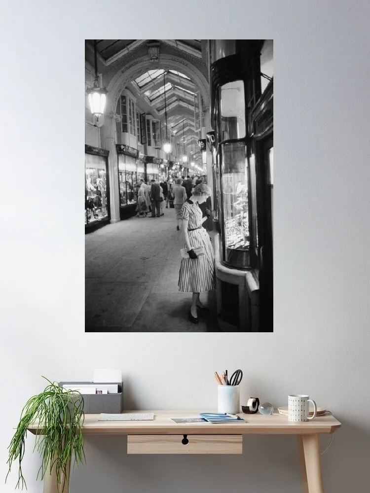 Slim Aarons, Burlington Arcade - London Landscape Photograph Street Fashion, Print Canvas Poster, Living Room, Home Wall Decor