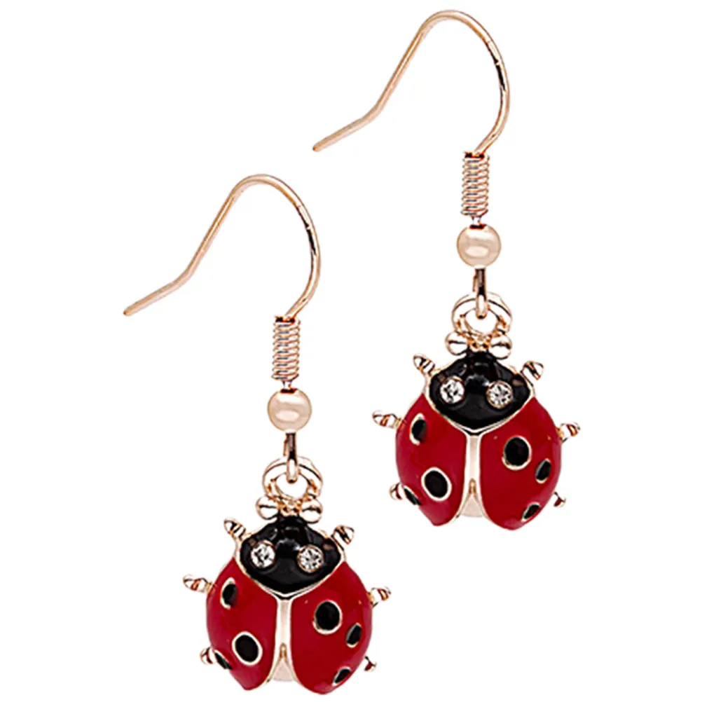 1Pair Trendy Ladybug Earrings for Women and Teens Fashionable Drop Hook Earrings Cute Aesthetic Dainty Jewelry for Parties