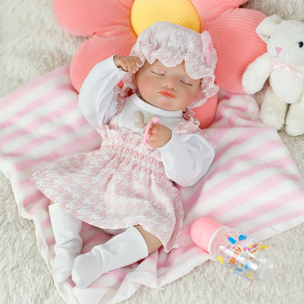 Bambola rinata da 18 pollici Ragazza Rosalie Vinile pieno Realistico Neonato che dorme Bambole con pelle 3D Vene visibili Giocattolo Regali di Natale