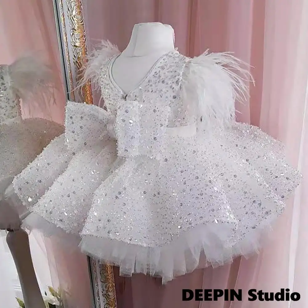 Birthday Party Dress Princess Dress Sequin Flower Children Catwalk Piano Host People Evening Dress Girls Dress Ballerina Dress