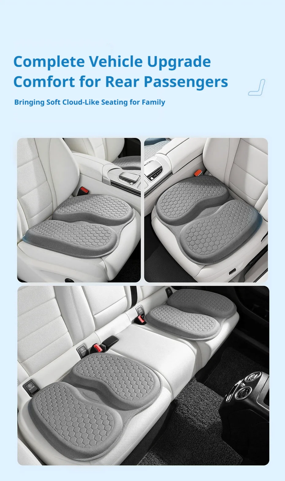 SEAMETAL Autositzkissen, atmungsaktives Gel-Sitzkissen, Sommerkühlung, Wabendesign, universell einsetzbar für Auto, Zuhause, Bürostühle – Detail 7